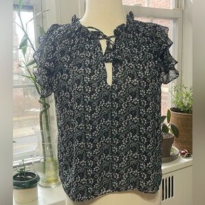 Misa Los Angeles Black and White Floral Blouse